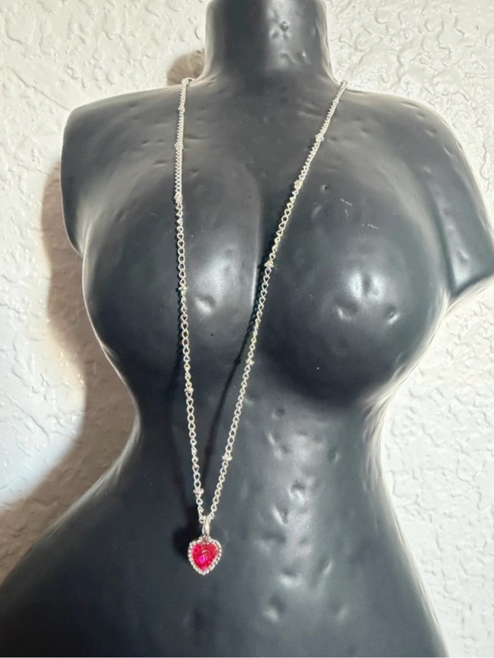Heart Pendant Necklace in Bright Pink - Women's Jewelry